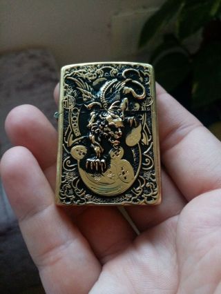 Solid Brass Golden Devil Dragon Zippo Needs Petrol (no Zippo Box)