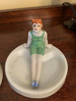 2 Vintage Ashtrays Made In Japan - Bathing Beauty Pool Swimmer - 4 