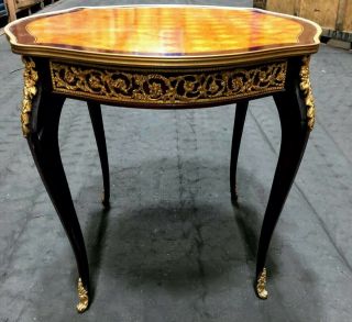 French Louis Xv Style Real Wood Inlaid Table
