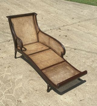 Antique Caned Chaise Lounge Chair