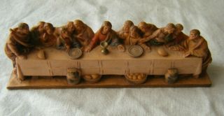 Vintage Small Wood Carving Of The Last Supper By Martin Wagner,  Oberammergau