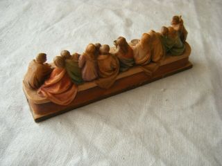 Vintage Small Wood Carving of The Last Supper by Martin Wagner,  Oberammergau 3
