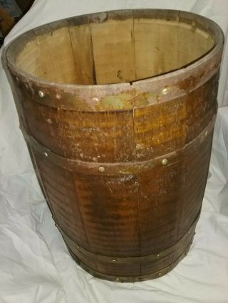 Antique Vintage Wooden Nail Barrel Keg