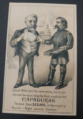 Antique Tobacco Card Capaduras Cigars - General Lee Wity John Logan,  Confederate