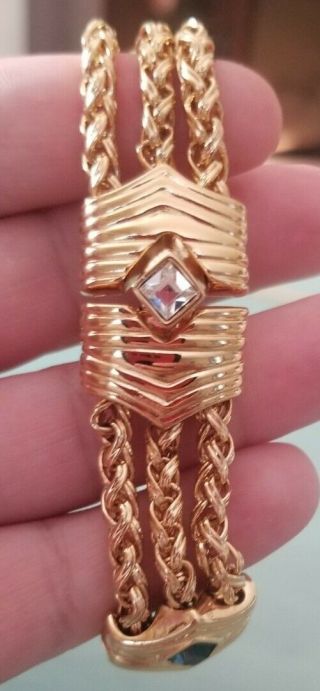 Vintage Nolan Miller Glamour Fabulous Faux Diamond & Saphire 7.  5 " Bracelet