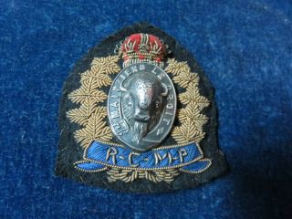 Orig Antique Obsolete Ww2 Rcmp Officers Bullion Wire Cap Badge
