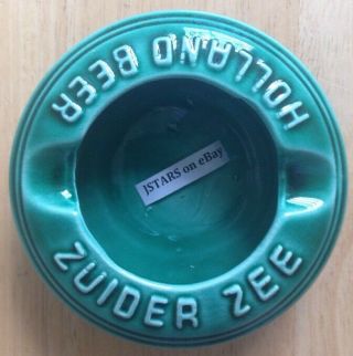 1950s 1960s Zuiden Zee Holland Beer Ashtray,  Green Pottery,  Vintage