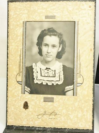 2 VINTAGE YOUNG GIRL PORTRAIT PHOTOS - CLASS OF 41 - YOUNGBERG,  SIOUX CITY,  IA 2