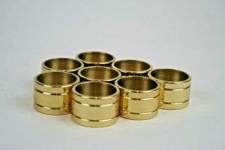 Vintage Solid Brass Banded Napkin Rings Holders/set Of 8
