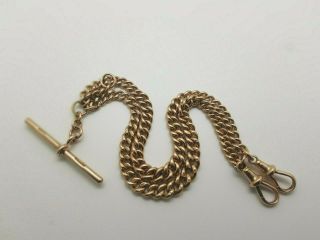Antique Edwardian Solid 9ct Rose Gold Double Albert Watch Chain 38.  9 Gram