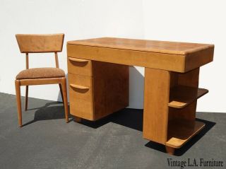 Vintage Mid Century Modern Heywood Wakefield Writing Desk And Chair