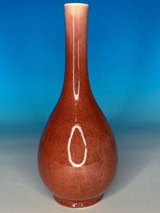 Perfect Chinese Qing Period Red Glaze Antique Porcelain Long Neck Vase