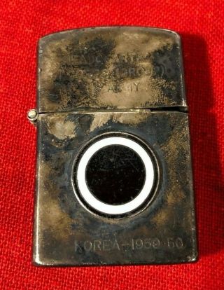 Vintage 950 Sterling Silver Cigarette Lighter Engraved Korea Us Army I Corps