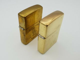 vintage brass Zippo lighters 1932 - 1991 Camel Beast Tuxedo Joe l Z25 & Z26 3