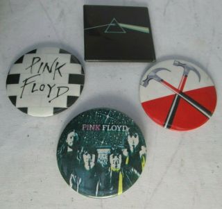 Pink Floyd 4 X Vintage 1970s & Early 1980s Large Rock Badges Pins Buttons