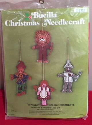 Vtg Bucilla Wizard Of Oz Needlecraft Christmas Ornament 2113 Dorothy & Friends