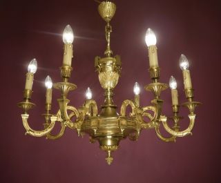 Solid Large Brass Goblet 8 Light French Chandelier Vintage Lamp Master Piece