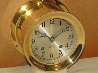 Chelsea Vintage Ships Bell Clock 4 1/2 " Dial Hinged Bezel 1981 Restored