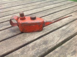 Rare Vintage Miniature Red Metal Oil Can,  1/8th Pint For Models