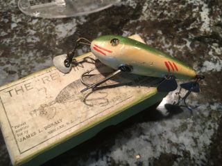 Vintage Donaly Redfin Minnow Newark Jersey Fishing Lure Antique Tackle Box