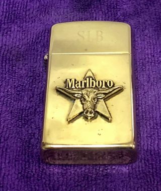 Vintage 1992 Marlboro Cigarettes Slim Zippo Lighter Initials Slb On It