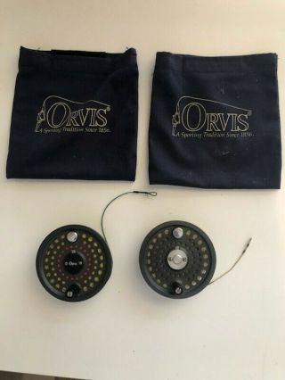Vintage Orvis Battenkill Fly Fishing - 2 Spare Spools W/pouches -