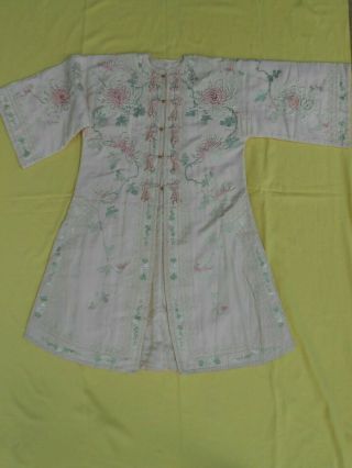 Antique Qing Dynasty Chinese Embroidered Silk Robe Hand Embroidery