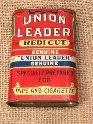 Union Leader Pocket Tobacco Tin Uncle Sam Advertising,  Red White and Blue 2