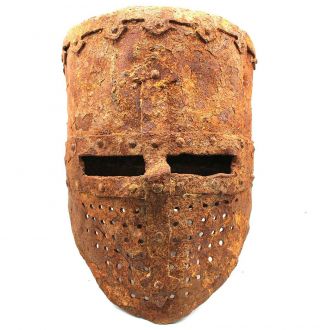 Ancient Rare Medieval European Heavy Iron Battle Helmet Topfhelm 14 - 16th Ad