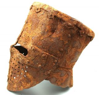 Ancient Rare Medieval European Heavy Iron Battle Helmet Topfhelm 14 - 16th AD 3