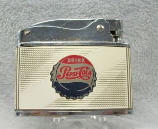 Vintage Drink Pepsi Cola Flat Advertising Lighter Htf Logo Graphics