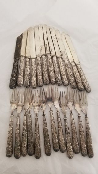 Chinese Export Sterling Silver 24 Piece Breakfast Set