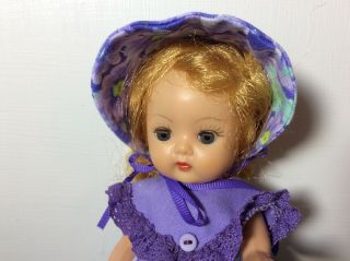 Vintage Nasb Muffie Doll,  Blonde Hair,  Brown Eyed Cutie,  Purple Outfit
