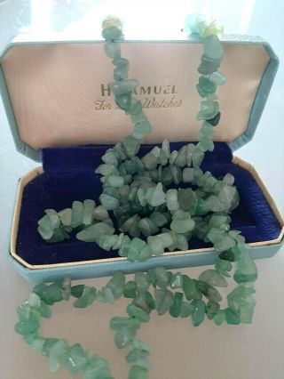 Vintage Natural Green Aventurine Gemstone Chip Necklace 34 "