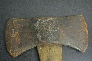 Antique Vintage Kelly Black Raven Double - Headed Embossed Axe Head Ax