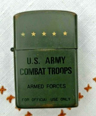 Vintage Souvenir Military U.  S.  Army Combat Troops Flip Top Style Lighter