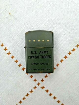 Vintage Souvenir Military U.  S.  ARMY COMBAT TROOPS Flip Top Style Lighter 2