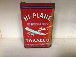 Vintage Hi - Plane Upright Pocket Cigarette Tin,  Smooth Cut