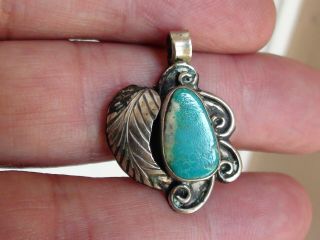 Vintage Navajo Sterling And Turquoise Silver Pendant