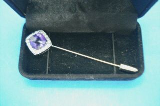 Vtg Sterling Silver Amethyst And Cubic Zirconia Stick/hat Pin - - Sgnd " Vj "
