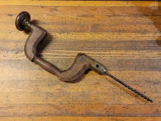 Vintage Hand Drill Auger Bit Brace • Antique Woodworking Tool Rare ☆usa
