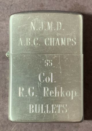 1955 Zippo Lighter - No Date Code Base - W/ 2032695 Insert - Col.  Rehkop - Jersey