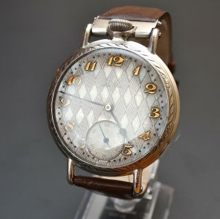Antique Rolex Mens Dress Wristwatch Vintage Ww2 Trench Watch Platinum Plated