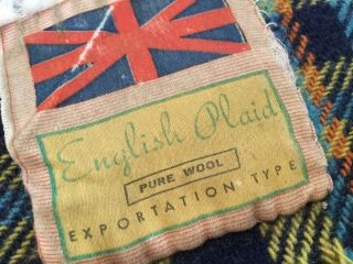 Vtg English Plaid Exportation Type Pure Wool Throw (60” X 52”) 2
