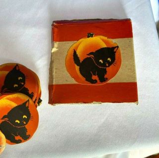 Set Of 10 Vintage Halloween Black Cat Seal Decoration Package Dennison