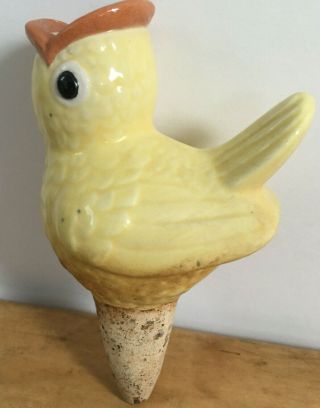 Vintage Baby Bird Ceramic Figural Plant Watering Soaker Spike Stake Open Mouth