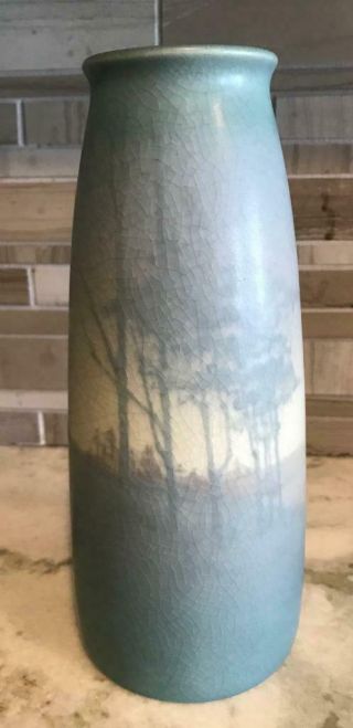 Antique Rookwood Art Pottery C.  1911 Lorinda Epply 9 " Scenic Vellum Vase1660d