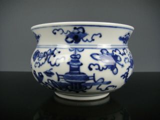 Rare Fine Chinese Porcelain B/w Censer - Antique Decor - 19th C.