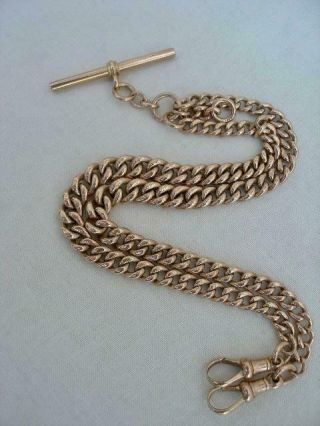 Antique Solid 9ct Rose Gold Double Albert Watch Chain 39.  1 Gms.