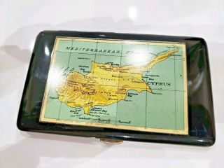 Vintage Map Of Cyprus Cigarette / Cigar / Card Case